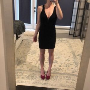 Lulu’s black stretch dress w/plunging neckline